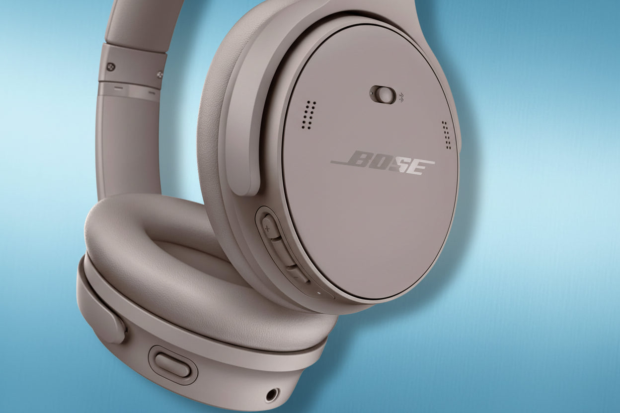 Bose QuietComfort Headphones - Wireless Bluetooth Headphones, Active Over Ear Noise Cancelling and Mic, USB-C Charging, Deep Bass, Up to 24 Hours of Playtime, Sandstone