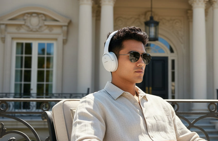 Bose QuietComfort Headphones - Wireless Bluetooth Headphones, Active Over Ear Noise Cancelling and Mic, USB-C Charging, Deep Bass, Up to 24 Hours of Playtime, Sandstone