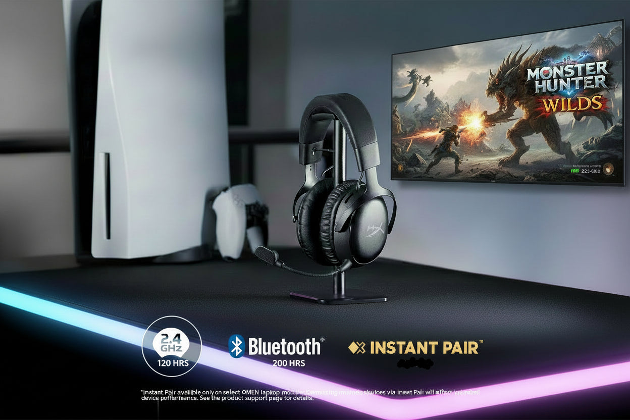 HyperX Cloud III S – Wireless Gaming Headset for Multi-Platform, 2.4GHz, Bluetooth, Battery Life up to 120 Hours 2.4GHz / 200 Hours Bluetooth, 53mm Angled Drivers, Detachable Mic – Black