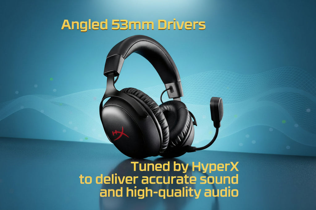 HyperX Cloud III S – Wireless Gaming Headset for Multi-Platform, 2.4GHz, Bluetooth, Battery Life up to 120 Hours 2.4GHz / 200 Hours Bluetooth, 53mm Angled Drivers, Detachable Mic – Black