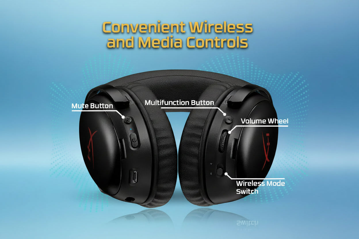 HyperX Cloud III S – Wireless Gaming Headset for Multi-Platform, 2.4GHz, Bluetooth, Battery Life up to 120 Hours 2.4GHz / 200 Hours Bluetooth, 53mm Angled Drivers, Detachable Mic – Black