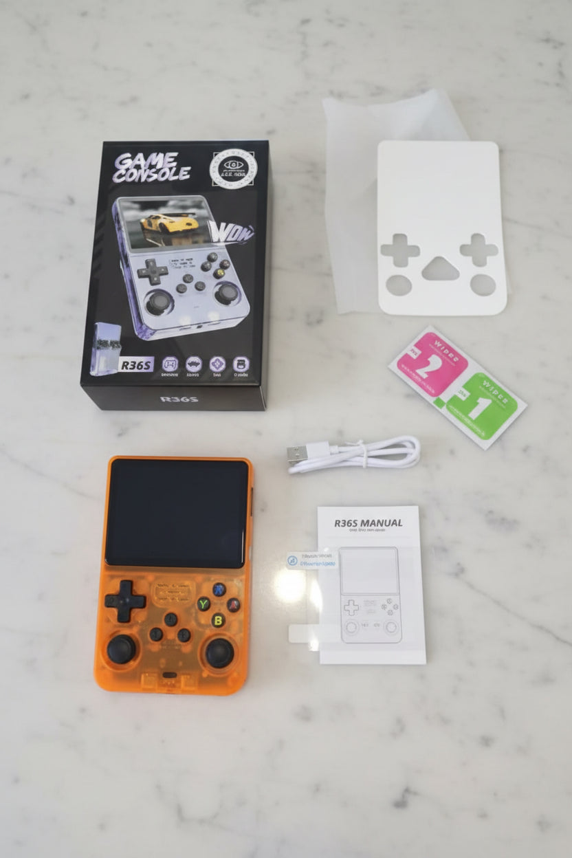 R36S Handheld Gaming Console - Pantalla 3.5" HD Rechargeable