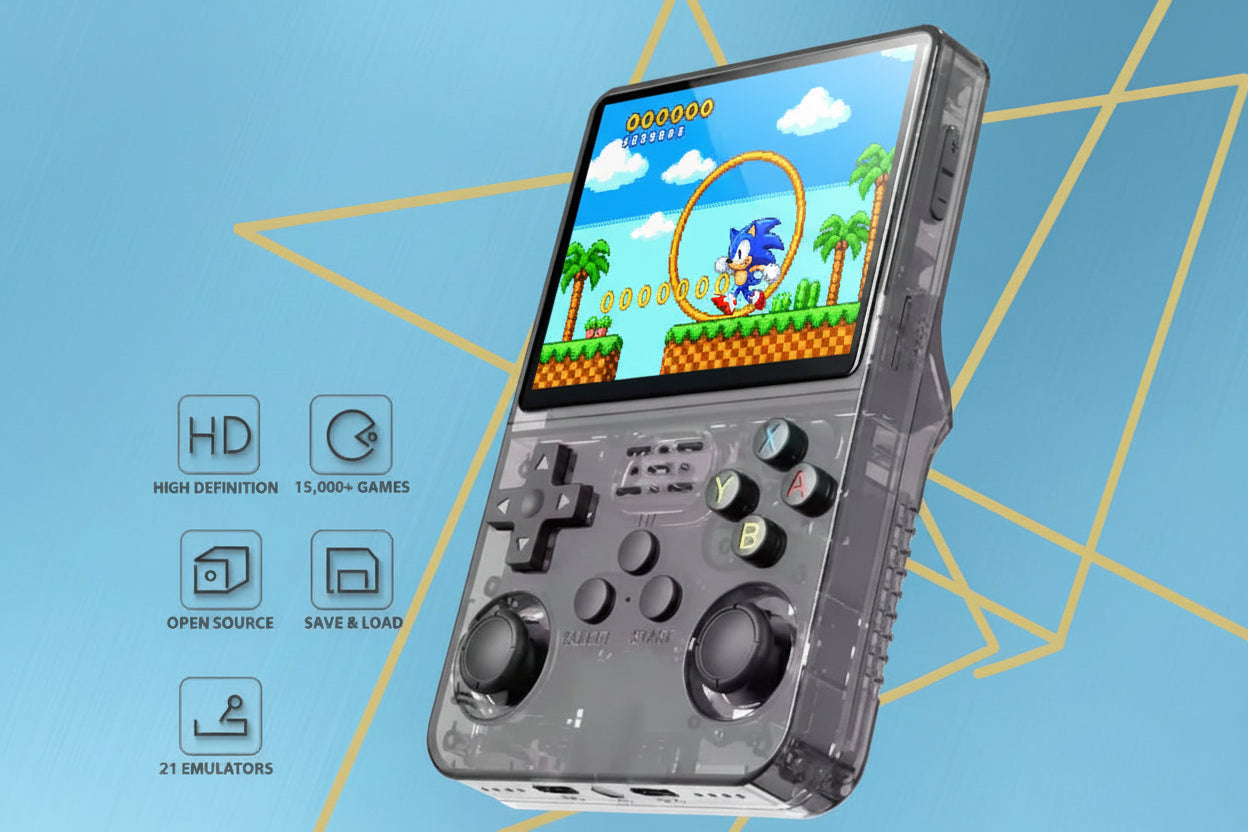R36S Handheld Gaming Console - Pantalla 3.5" HD Rechargeable