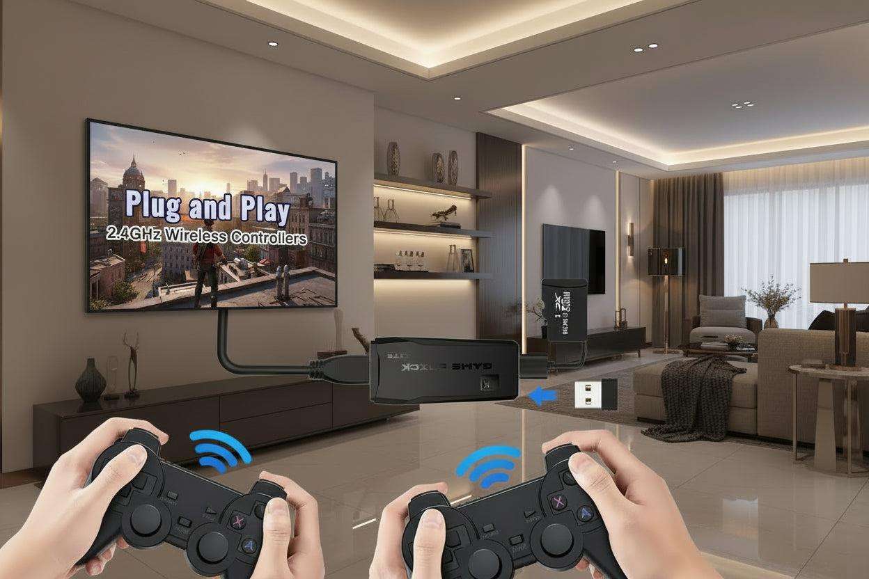 Game Stick 4K - Portable Retro Console 128GB with Wireless Controllers