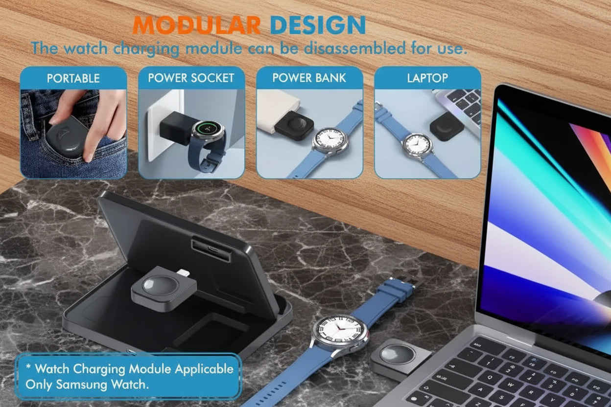 Estación de Carga 3 en 1 VIKEFON: Wireless Pro para Ecosistema Samsung