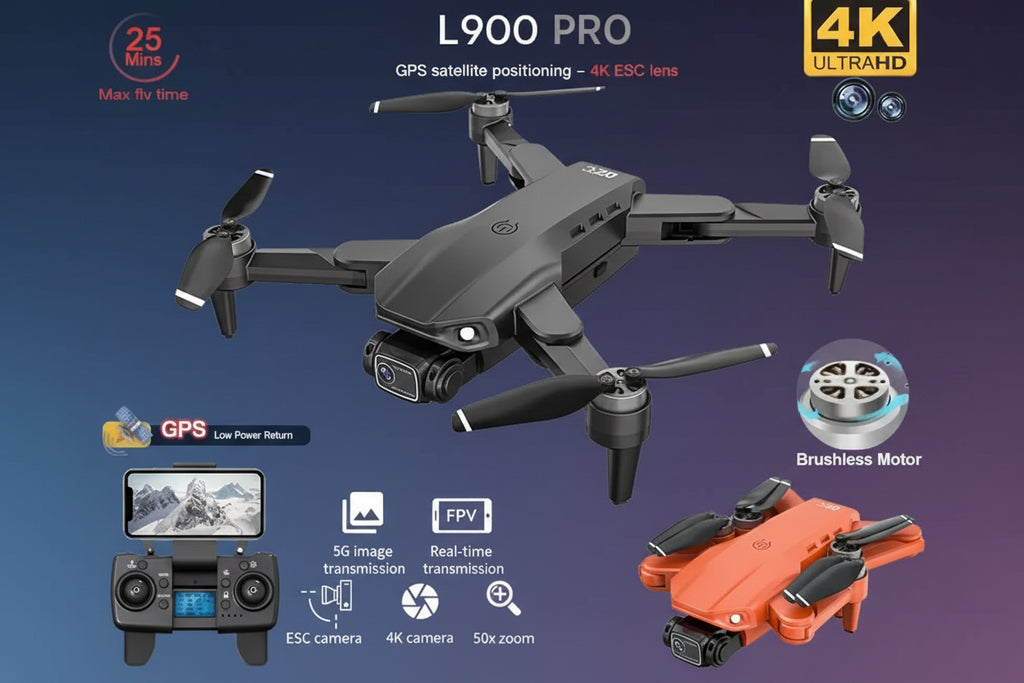 Drone L900 Pro 4K: Cámara Dual, GPS y Motor Sin Escobillas - Wifi-5G