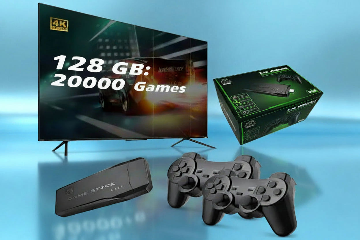 Game Stick 4K - Portable Retro Console 128GB with Wireless Controllers